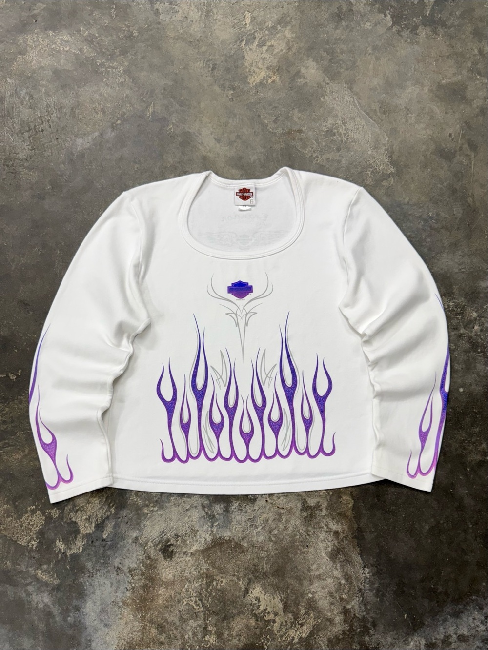 Vintage Y2K Harley Davidson Purple Flame Long Sleeve Womens XL USA